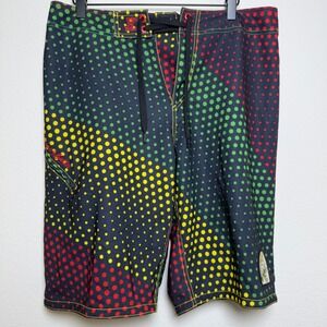 Kanvas x Katin Mens Swim Trunks Board Shorts 32" Polka Dot Rasta Resort Vacation